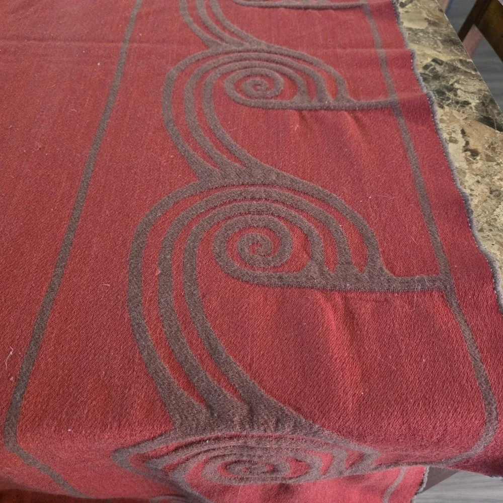 Maxwell Rodgers New Zealand Wool & Angora Throw Blanket Red Koru Wave 54x70